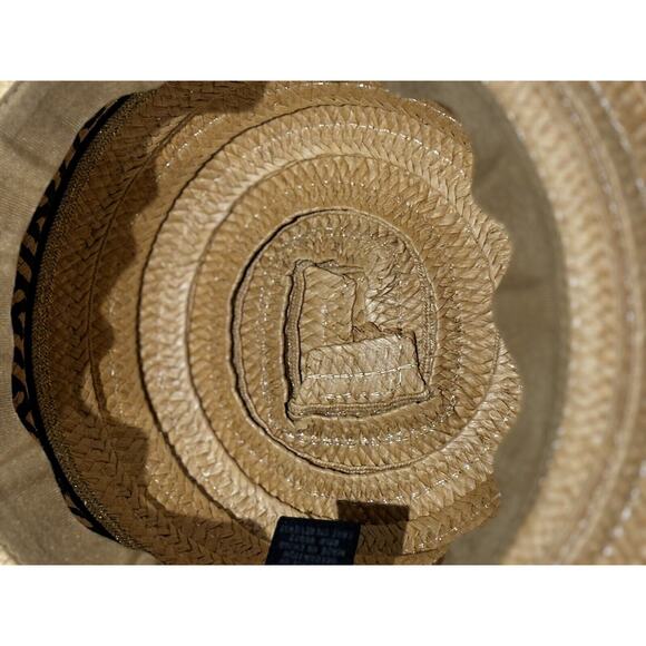 Steve Madden Woven Yarn Textured Striped Floppy Wide Brim Sun Hat OS travel Boho - Picture 4 of 6